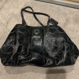 Black shiny coach handbag purse
